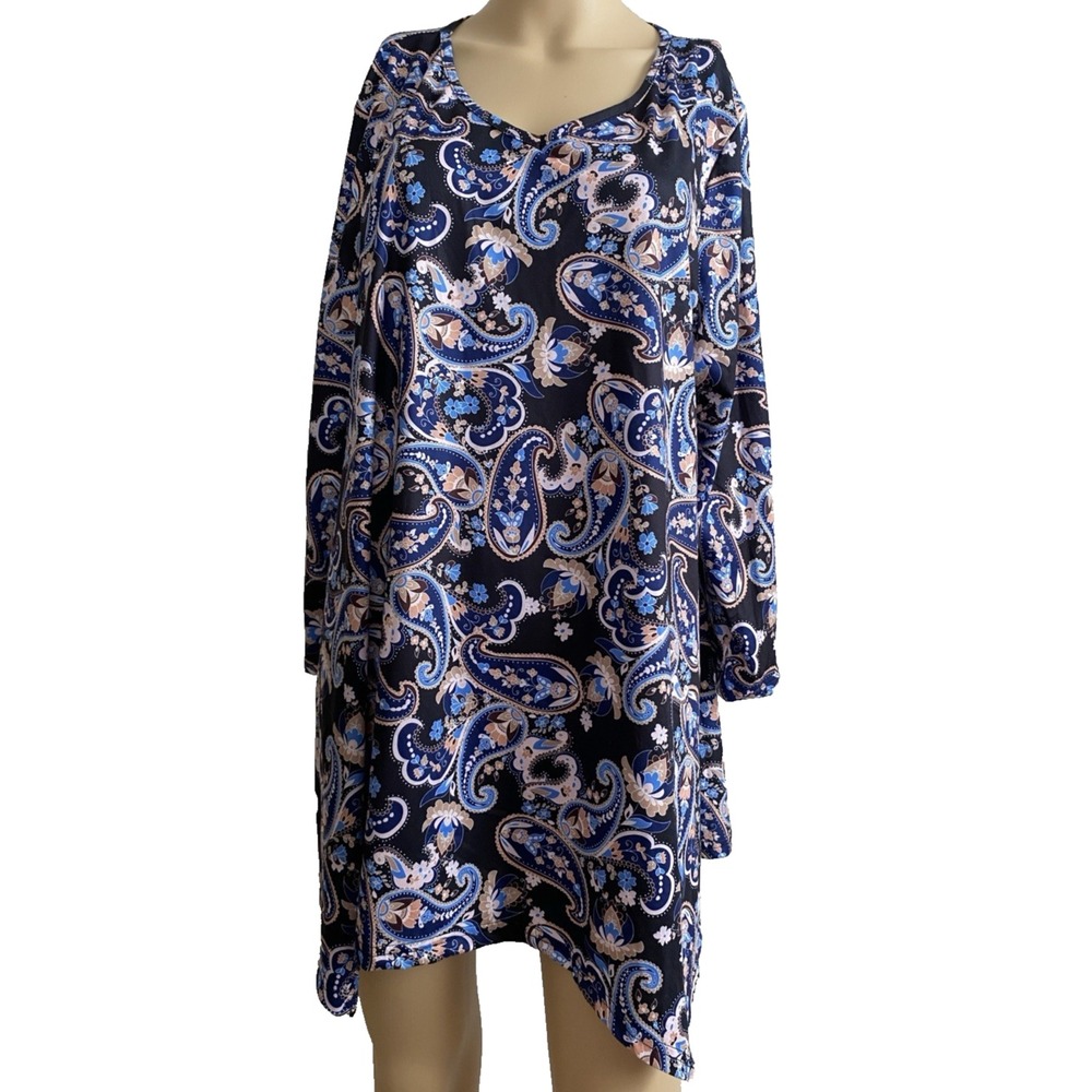 Enmain Paisley Top Blouse Women's 2XL Assymetric Hem Secretary